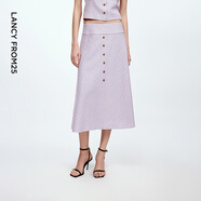 朗姿高腰a字別致復古氣質(zhì)法式小香風(fēng)高級感2025年秋季新款半身裙 粉紫色 M