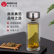 希諾（HEENOOR）玻璃杯男士水杯雙層隔熱耐高溫上班辦公過濾泡茶杯家用車載喝水杯 2025新品-L617殿堂銀-410ML