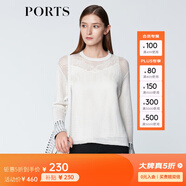PORTS寶姿  新品商場(chǎng)同款 早春新品女裝圓領(lǐng)套頭針織衫SN8K402ARKE004 米白 XL