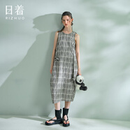 日著年輪格子無袖背心連衣裙2025夏季新款寬松洋氣減齡顯瘦裙子女 年輪格 M