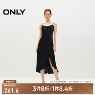 ONLY春夏時(shí)尚蕩領(lǐng)不對(duì)稱(chēng)吊帶中長(zhǎng)款連衣裙女|124307009 H1Z 黑色 S 160/80A