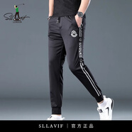 薩拉維夫（Sllavif）品牌運(yùn)動(dòng)休閑運(yùn)動(dòng)褲男春秋款2025新款中青年冰絲簡約時(shí)尚彈力褲 黑色 M 建議90-110斤