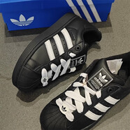 阿迪達(dá)斯 （adidas）三葉草男鞋女鞋新款低幫運(yùn)動(dòng)鞋時(shí)尚貝殼頭休閑鞋百搭板鞋 KK4474黑色 雙鞋帶 38.5 (235mm)
