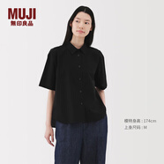 無印良品（MUJI）女式 涼感 襯衫領(lǐng)短袖襯衫女士襯衣女裝25年夏季上衣涼感物語 黑色 M (160/84A)