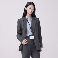 特洛曼灰色西裝套裝女職業(yè)正裝面試套裝春秋季高級感女士西服外套