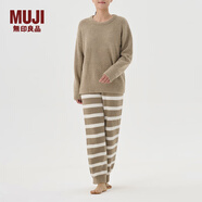 無(wú)印良品（MUJI）女式 發(fā)熱毛毛紗 家居長(zhǎng)褲女士睡褲褲子冬季款 FD30CC4A 棕色條紋 S-M(160/66A)
