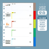 華杰 A4隔頁(yè)紙彩色文件分頁(yè)紙活頁(yè)分類(lèi)紙分隔紙辦公用品分頁(yè)索引紙5頁(yè)/10頁(yè)/12頁(yè)/21頁(yè)/31頁(yè) (5頁(yè)) 彩色空白款HJ-5