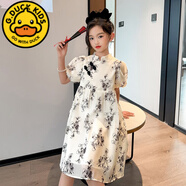 G.DUCKKIDS女童連衣裙中大童網(wǎng)紅長(zhǎng)裙夏天新款洋氣公主裙兒童夏裝潮女孩裙子 守若服飾&-蕾絲水墨畫連衣裙  170cm適合160-170cm13-15歲