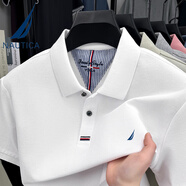 諾帝卡（NAUTICA）男士短袖T恤純棉透氣親膚翻領(lǐng)POLO衫 白色 M