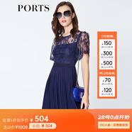 PORTS寶姿  春夏新品女裝蕾絲拼接百褶吊帶內(nèi)襯連衣裙LN8D081HWP020 天蝕藍 L (8)