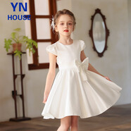 衣諾坊女童禮服裙高端公主裙白色女孩鋼琴主持人演出服周歲婚禮花童禮服