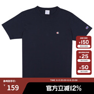 Champion冠軍棉T恤男夏季美式復(fù)古運動情侶圓領(lǐng)簡約多巴胺穿搭短袖上衣女 深藍色/藏青色 L