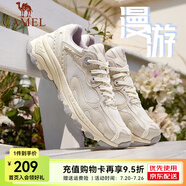 駱駝（CAMEL）漫游運(yùn)動(dòng)慢跑鞋男小紅書同款夏季復(fù)古運(yùn)動(dòng)跑步鞋女 7014-1，白/黑色，女 （四季密網(wǎng)） 36