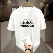 港風(fēng)短袖t恤女日系2025短袖T恤男女上衣服潮流百搭白色T恤潮t 冰絲短袖白色五彩山 3XL （150-165斤可穿
