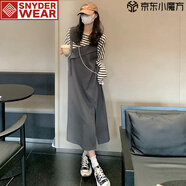 SNYDER WEAR2025新款女套裝不規(guī)則開叉簡約寬松背帶長裙條紋休閑時尚上衣兩件 兩件套 上衣+裙子 S 建議70-90斤
