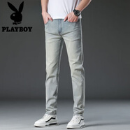花花公子（PLAYBOY）牛仔褲男士彈力修身小腳長(zhǎng)褲子男款2025春秋季潮牌復(fù)古直筒休閑褲 3610復(fù)古藍(lán) 29