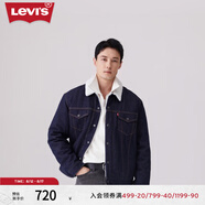 Levi's李維斯冬季情侶美式復(fù)古哈靈頓風(fēng)保暖仿羊羔絨棉服牛仔外套 深牛仔色 S