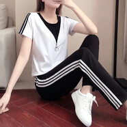 花花公子（PLAYBOY）休閑套裝女裝春秋跑步運動服2025年新款春季時尚衛(wèi)衣兩件套ins潮 白色兩件套 M 【約95-108斤】