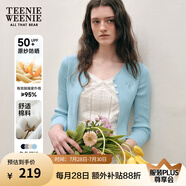 Teenie Weenie【原紗防曬】小熊淑女白色毛衣針織開衫長袖打底衫女空調(diào)衫 淺藍色 M (165)