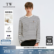 Teenie Weenie Men小熊男裝簡約風(fēng)條紋長袖T恤秋冬休閑潮流打底衫 藏青色 XL 180