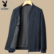 花花公子（PLAYBOY）男裝爸爸春裝秋季外套中年男士薄款40歲50中老年人休閑夾克 2316藏青色棒球領(lǐng) 《針織內(nèi)里》 M 170(適合80-100斤)