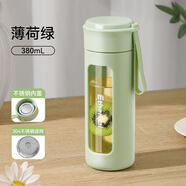 樂(lè)扣樂(lè)扣（LOCK&LOCK）樂(lè)扣玻璃杯 女生高顏值便攜防摔耐高溫2025辦公 薄荷綠380ml