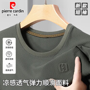 皮爾卡丹（pierre cardin）2025夏季新款冰絲透氣網(wǎng)眼t恤男士短袖圓領(lǐng)速干直筒修身體恤上衣 灰綠（冰絲透氣網(wǎng)眼速干） XL 推薦【130-155斤】