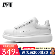安哲衛(wèi)小白鞋男2025春夏新款百搭舒適真皮運動休閑鞋時尚厚底增高板鞋女 白色 40