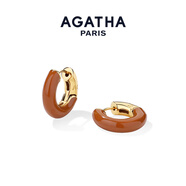 AGATHA/璦嘉莎 法式里奧琺瑯耳環(huán)女士 生日禮物送女友閨蜜高級感耳飾 【新品】榛果棕
