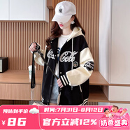 莞町女大童12-15歲女孩外套初中生高中學(xué)生春秋季女裝2025新款棒球服 黑色(春秋薄的) 160 M 適合80-110斤