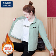 棉致雙層帶里布/短外套女夾克衫2025春秋季韓版女休閑上衣 630豆綠色【里布】 加絨 XL _建議110-119斤