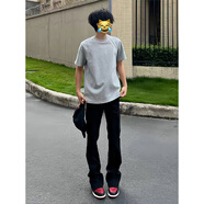 卡圖弛美式復古cleanfit迷彩牛仔褲男夏季潮流痞帥直筒工裝褲顯瘦長(cháng)褲子 黑色 XL