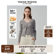 Teenie Weenie【原紗防曬】小熊淑女白色毛衣針織開(kāi)衫長(cháng)袖打底衫女空調衫 灰色 M (165)