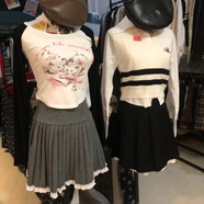 QLTQZQ微胖mm學(xué)院風(fēng)減齡蕾絲邊半身裙女夏季防走光毛呢百褶裙遮胯A字裙 灰色 XS
