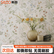 斯圖（sitoo）宿舍墻紙自粘臥室背景墻加厚防水壁紙客廳寢室裝飾紙貼畫3D彩裝膜 【新款推薦】手繪花汀60cm*3米