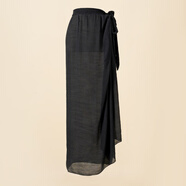 南啵丸泳衣下半身遮擋裙夏季歐美風(fēng)豹紋沙灘度假裹裙罩衫雪紡半身裹裙女 黑色均碼