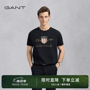 GANT/甘特【100%棉】男女情侶款學院風美式休閑圓領短袖重磅T恤 5黑色 XL