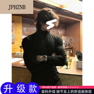 JPHZNB搭配風(fēng)衣的內(nèi)搭打底衫男 秋冬感西裝內(nèi)搭健身顯肌肉修身長袖t 黑色升級(jí)款 90買家選擇 3XL  適合165-180斤