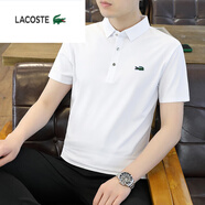 LACOSTEpolo衫純色短袖男潮牌潮流夏季純棉透氣t恤翻領(lǐng)休 白色 白色 M