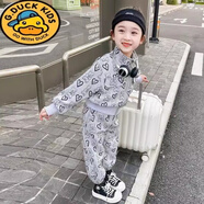 G.DUCKKIDS兒童套裝2025春秋新款女童春裝裝網(wǎng)紅洋氣運動(dòng)寶寶春季時(shí)髦炸街兩 灰色 90