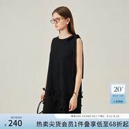 范思藍(lán)恩花梨裙 無(wú)袖設(shè)計(jì)感氣質(zhì)A字連衣裙夏裝新款韓版系帶蝴蝶結(jié) 黑色 XS