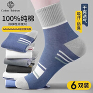 棉十三襪子男士100%純棉中筒襪春秋季白色男襪棉襪長筒ins潮流長筒襪 【純棉抗菌防臭】 6雙 均碼