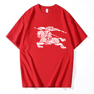 博柏利（BURBERRY）春夏全棉男士戰(zhàn)馬潮牌圓領(lǐng)潮流百搭休閑短袖T恤 大紅色 S