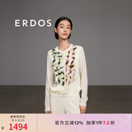 ERDOS 春夏圓領(lǐng)長袖浪漫飄逸幾何定位印花女開衫針織衫 白 M 160/84A