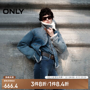 ONLY春夏復古帥氣毛絨拼接領(lǐng)口保暖牛仔外套女|124354012 J33 復古350牛仔洗水 常規 S (160) 80A