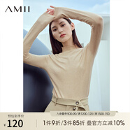 AMII2025秋冬新款簡(jiǎn)潔通勤基礎款百搭半高領(lǐng)修身毛衣女顯瘦長(cháng)袖上衣 花駝 M (160)