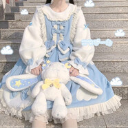 唐努烏（Tang Nu wu）洛麗塔裙子貓爪op學(xué)生Lolita 優(yōu)雅連衣裙小公主裙子正禮物 藍(lán)天白云 M 【90-115斤】