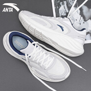 安踏（ANTA）男鞋運動(dòng)鞋男春夏季軟底網(wǎng)面透氣跑步鞋輕質(zhì)減震黑色運動(dòng)休閑鞋子 象牙白/一度灰/深航海藍 春夏網(wǎng)面 39