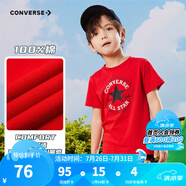 Converse 匡威兒童裝男童短袖t恤夏季新款打底大童透氣小女孩半袖運動T恤 學(xué)院紅-中性 140 /68 【建議身高128-140cm】