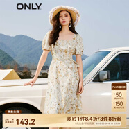 ONLY法式茶歇收腰中長裙氣質(zhì)雪紡碎花連衣裙女|123207068 H55 自由花卉 XS 155/76A